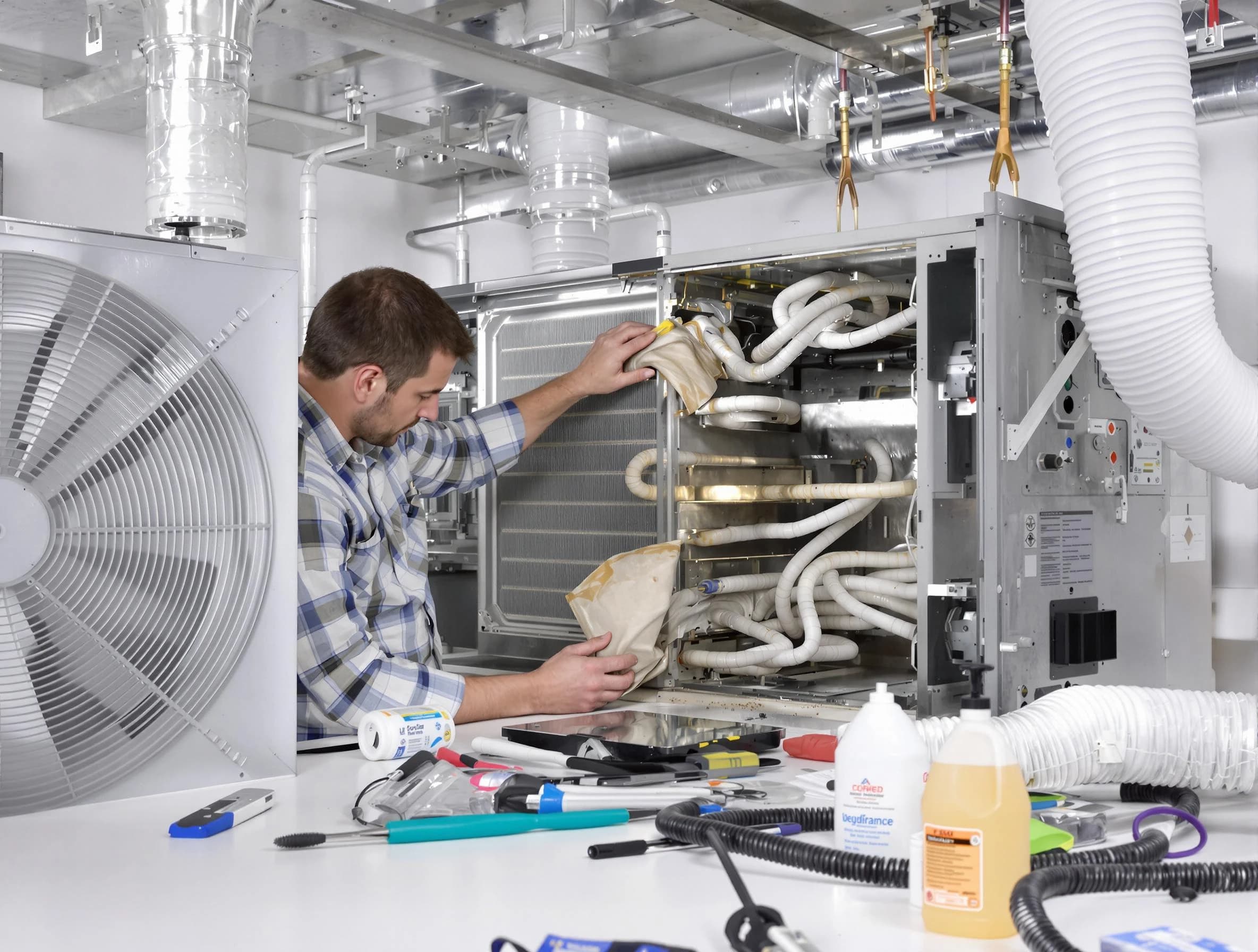 Wellesley Air Duct Cleaning specialist performing precision AC coil cleaning in Wellesley