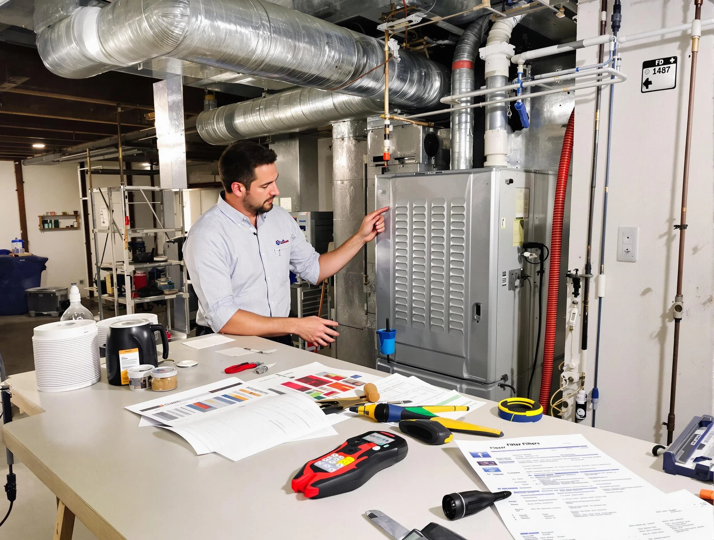 Wellesley Air Duct Cleaning inspector conducting detailed filter system evaluation using professional diagnostic tools in Wellesley