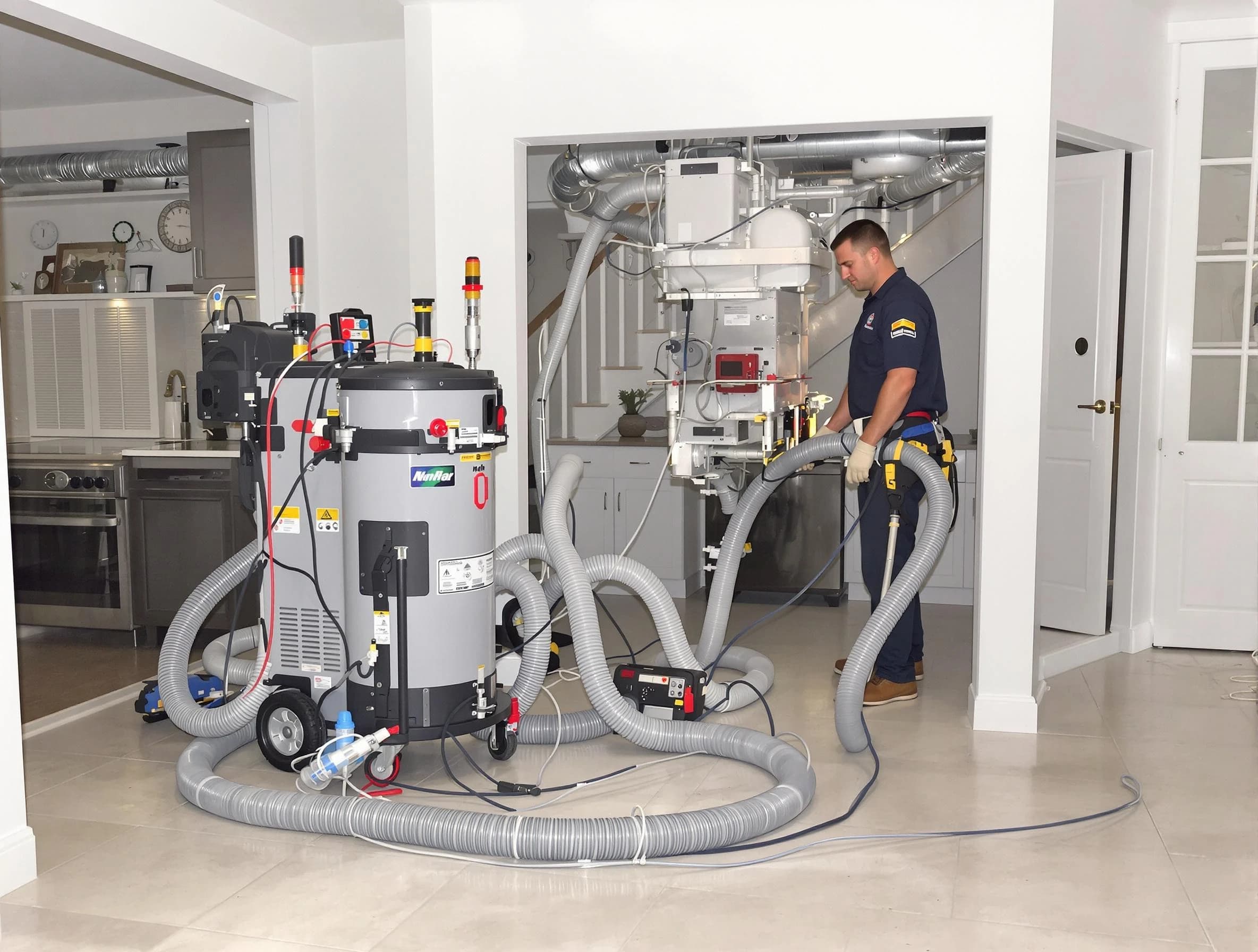 Wellesley Air Duct Cleaning technician operating negative pressure cleaning equipment for thorough duct maintenance in Wellesley