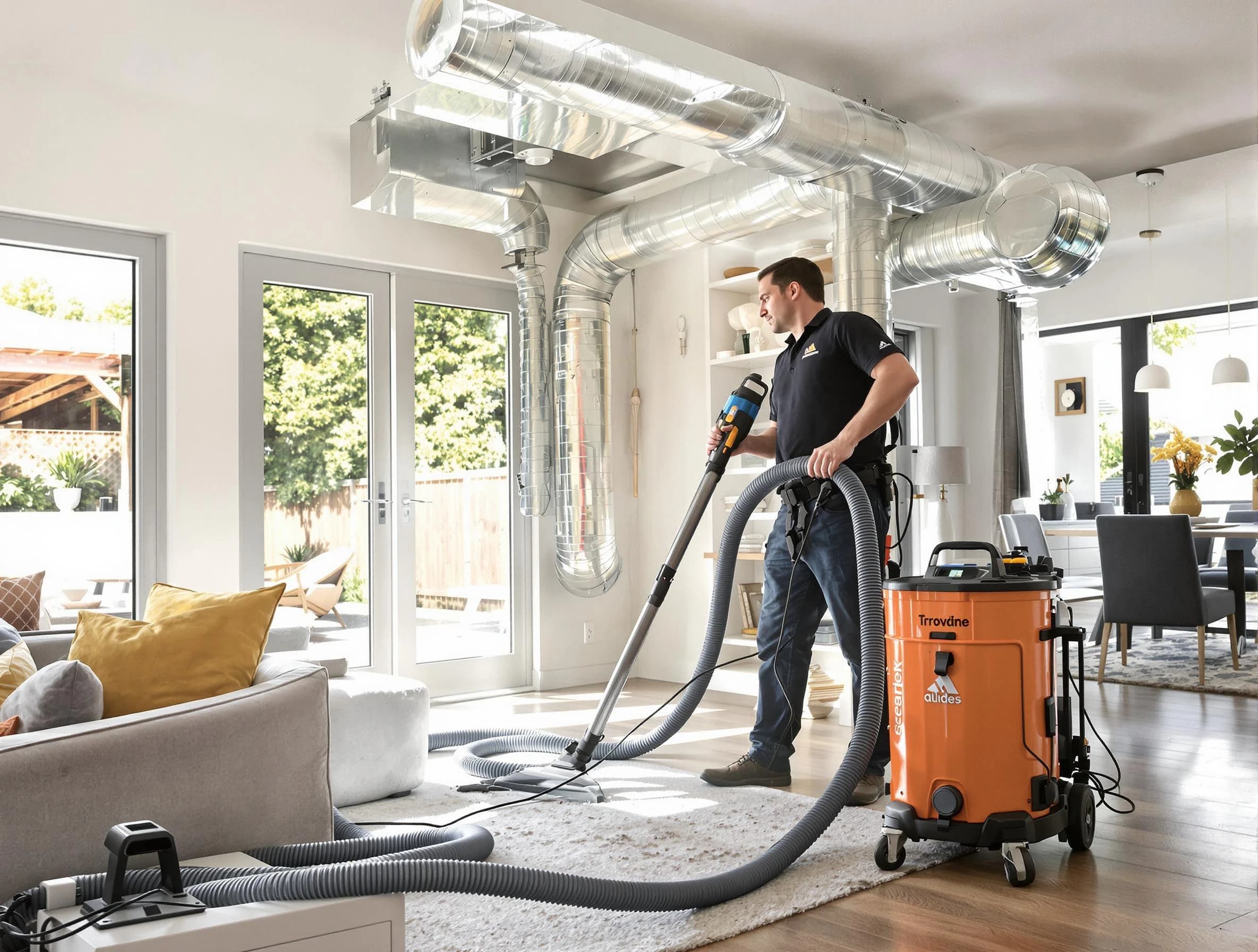 Wellesley Air Duct Cleaning specialist performing thorough residential duct cleaning using advanced equipment in Wellesley