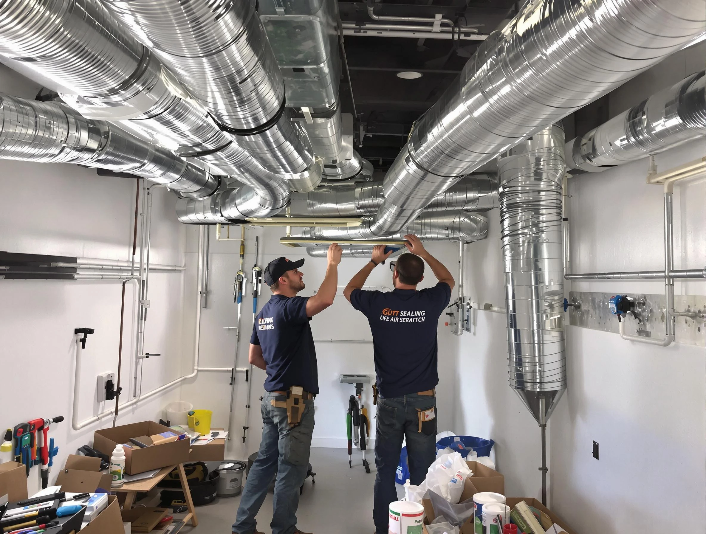 Wellesley Air Duct Cleaning technician applying professional duct sealing solutions in Wellesley